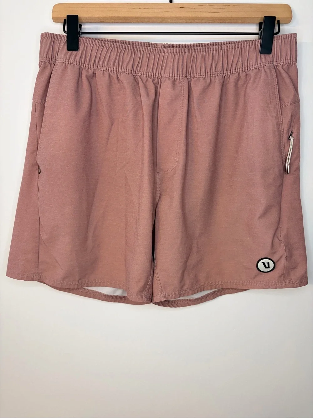 Vuori Men’s Unlined Maverick Volley Shorts in Zion Rose, Size Medium